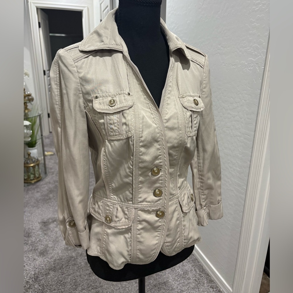 White House Black Market Light Tan Utility Jacket